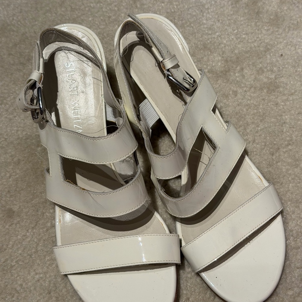 Stuart Weitzman Cream Strappy Sandals